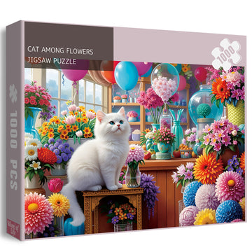 Cat tra fiori puzzle puzzle 1000 pezzi